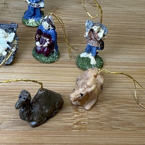 Dollhouse Miniature Christmas Holiday 10 Piece Hand Painted Nativity ornaments - Picture 5 of 11